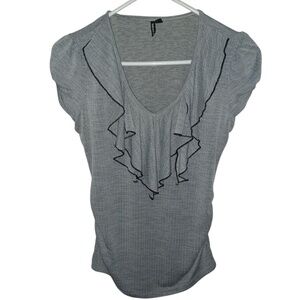 heart soul gray ruffle top